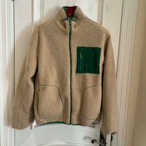 Zara Beige Fleece with Teal Details Sherpa Jacket